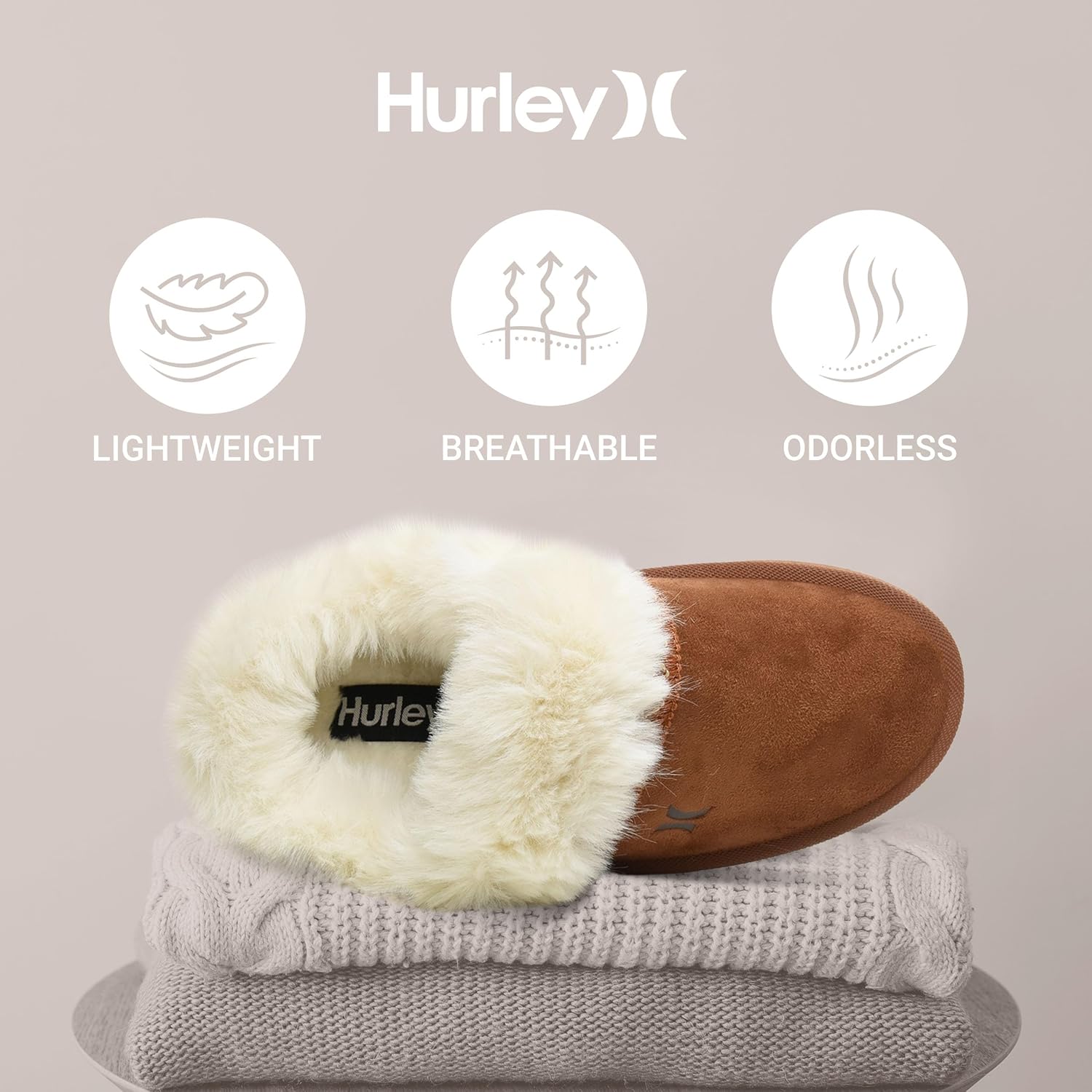 Hurley Kids Kimmie House Slippers for Kids, Faux Fur Lined Clog Slippers for Girls and Boys, Comfy House Shoes with Rubber Sole - Image 5