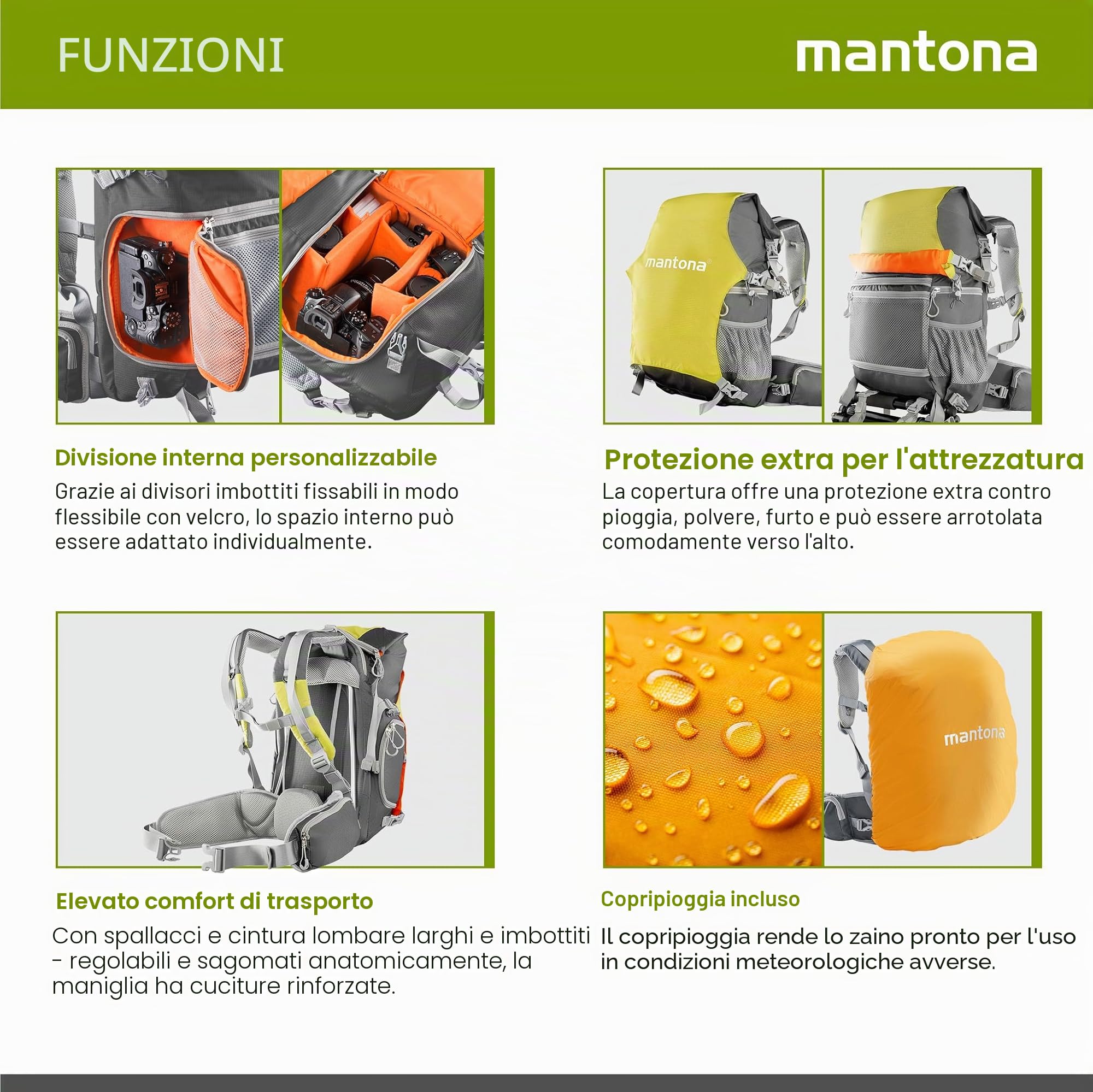 Mantona ElementsPro 30 - Zaino esterno per fotocamera DSLR o CSC