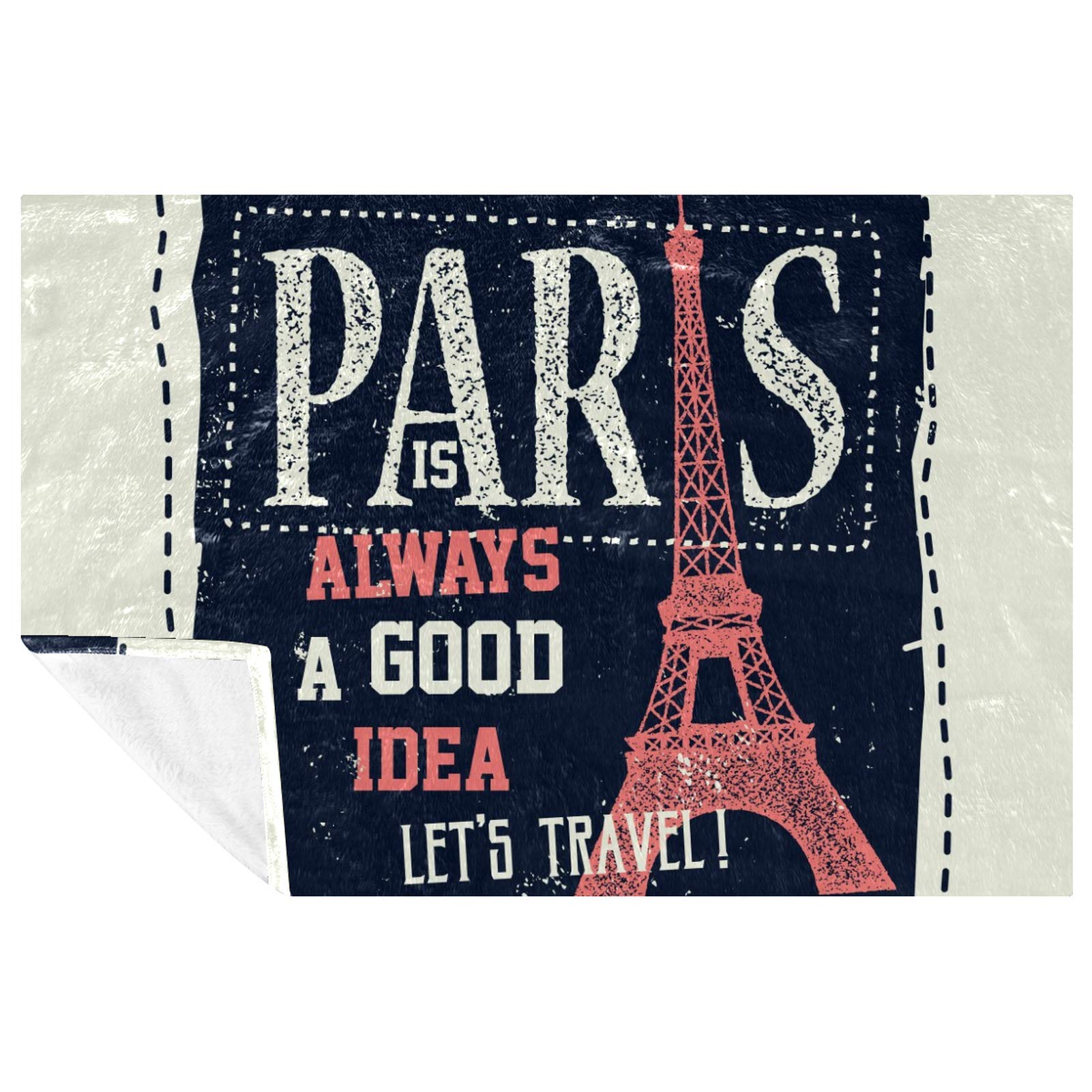 Couverture Tour Eiffel pour pique-nique, camping et plage | Plaid de voyage chaud 150x100