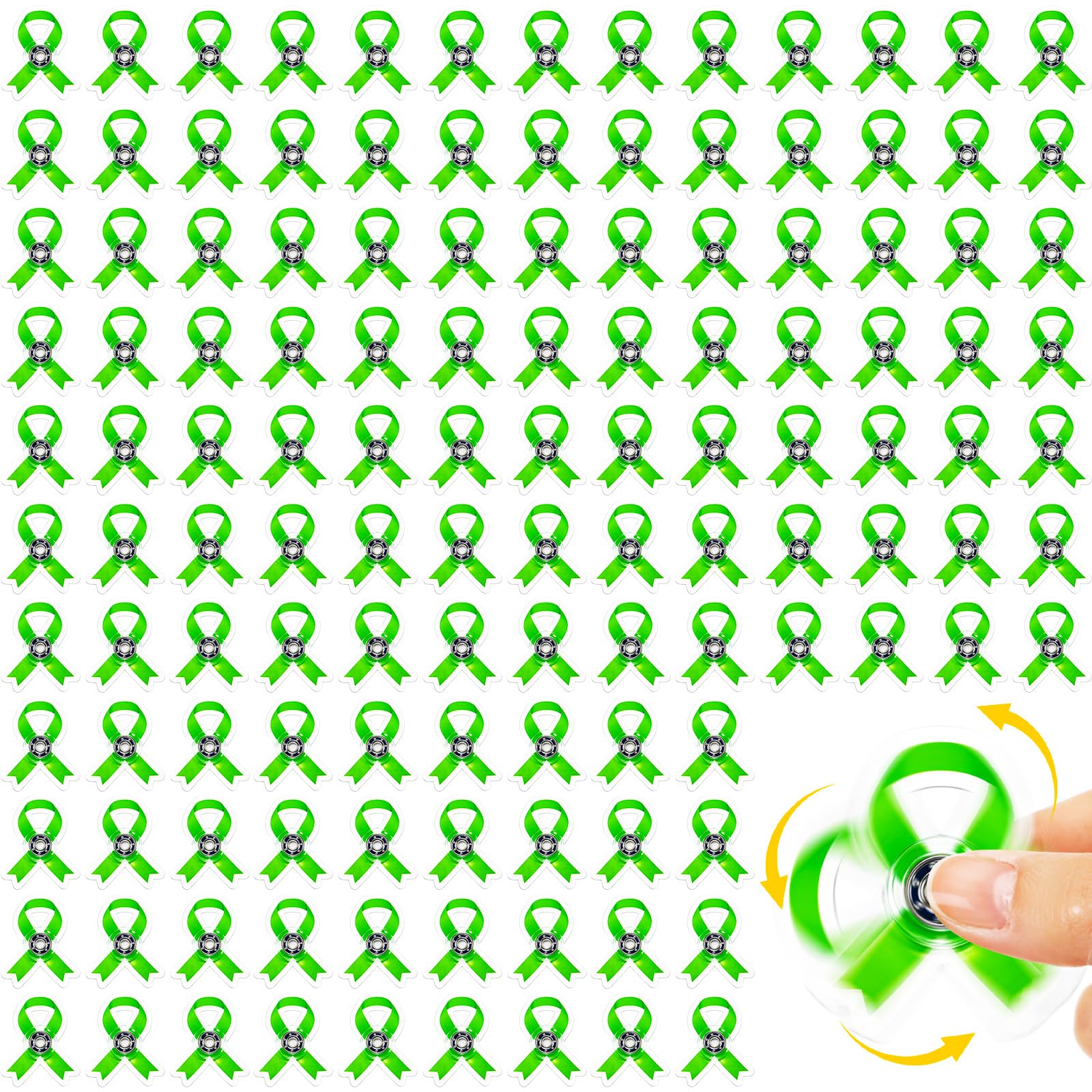 Arrowbash 100 Pcs Green Ribbon Fidget Spinners Suicide Prevention Awareness
