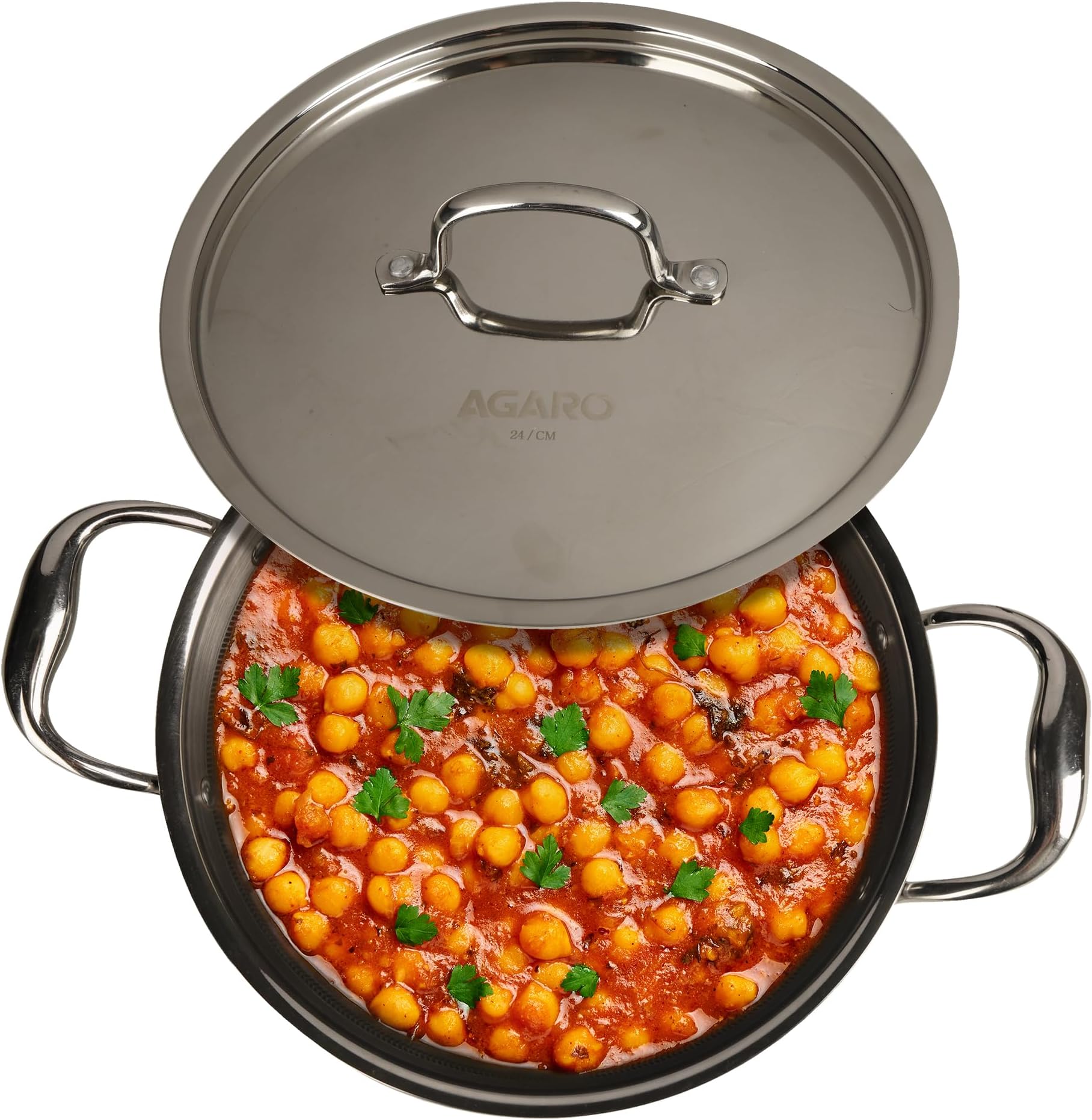 AGARORoyal Honey Comb Kadai 24 cm, Durable & Triply Steel with Honey Comb, Riveted Cool Touch Handle, 4 mm Thick Plate, Scratch Resistant, Food Safe & PFOA Free, Gas & Induction Compatible