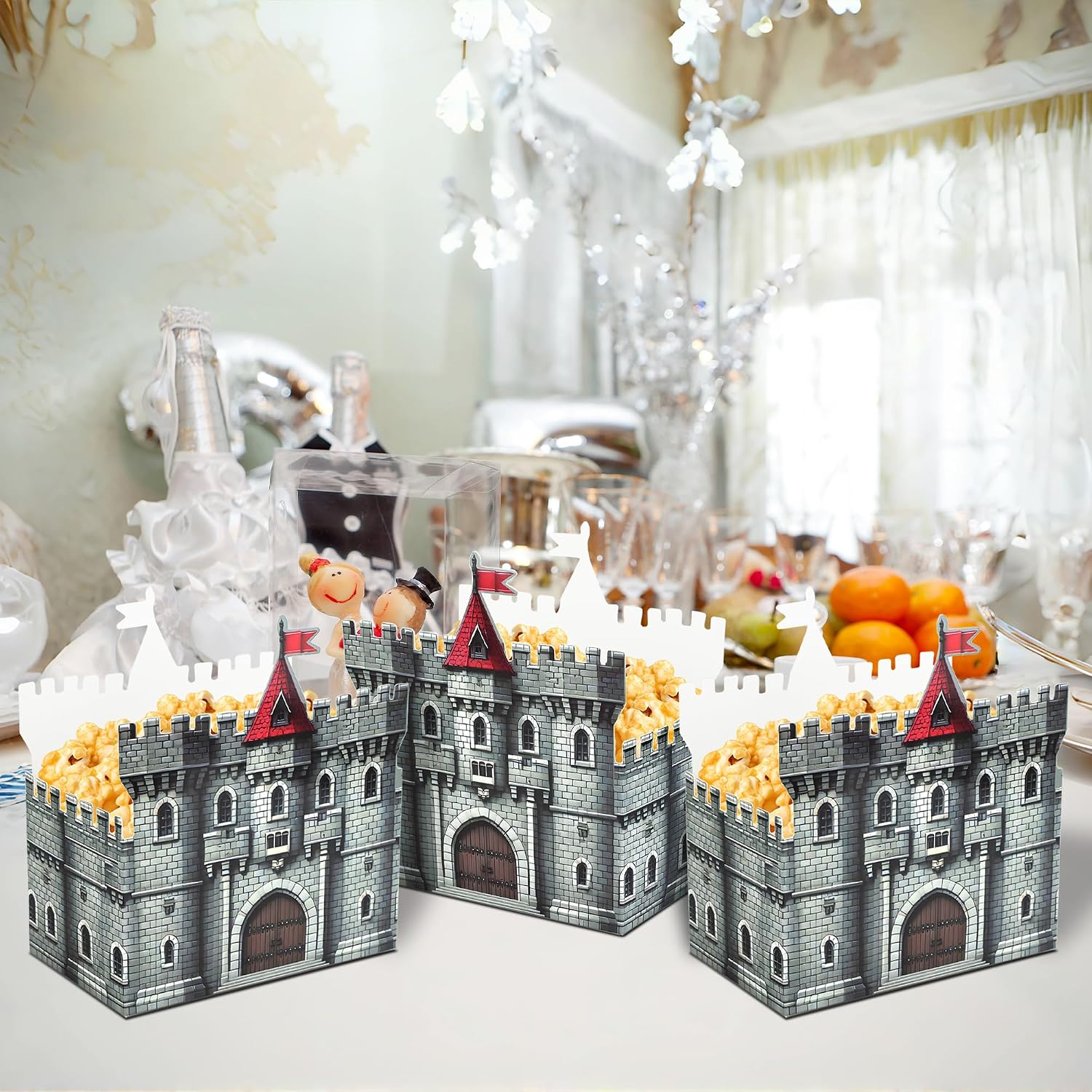 Generic 16pcs Medieval Castle Boxes DIY Cardboard Castle Snack Boxes for Halloween Knight Themed Parties Mardi Gras Medieval and Party Supplies