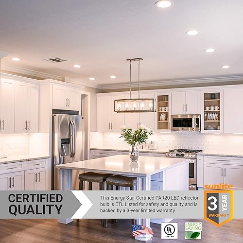 Miniatura 4 de Sunlite Bombilla LED PAR20 reflectora, 7 vatios (equivalente a 50 W), 520 lúmenes, base E26 media, regulable, foco, paquete de 6, 40 K, blanco frío