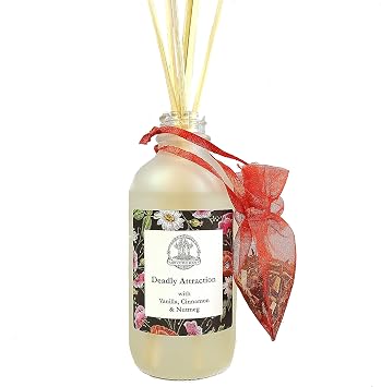 Deadly Attraction Reed Diffuser with Botanical Herbs & Essential Oils | Vanilla Cinnamon & Nutmeg | Love, Romance, Seduction, Passion