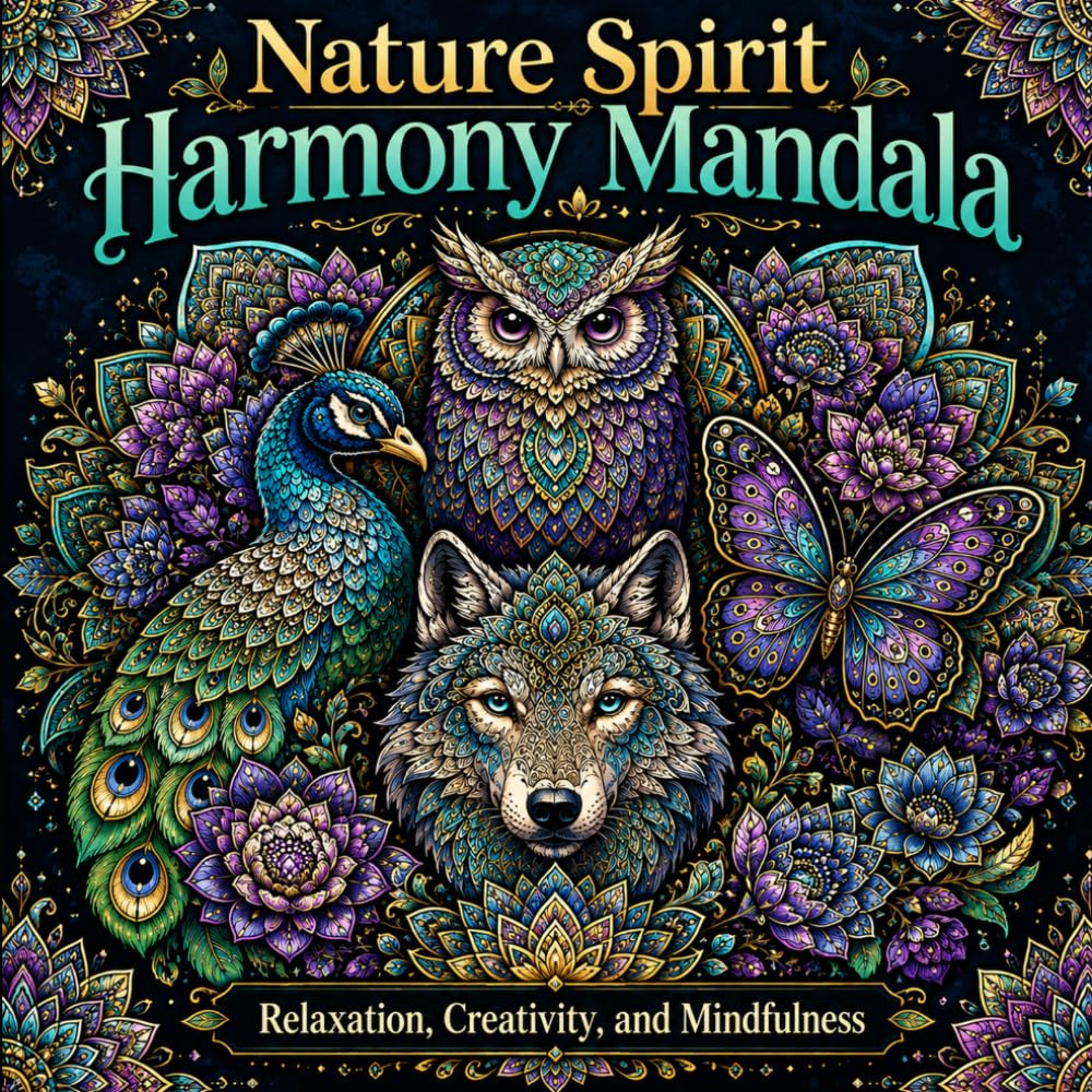 Nature Spirit Harmony Mandala: A Meditative Journey: Intricate Designs for Stress Relief and Artistic Expression