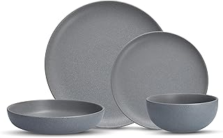 Sound Stoneware 16 Piece Dinnerware Set, Service for 4, Cement