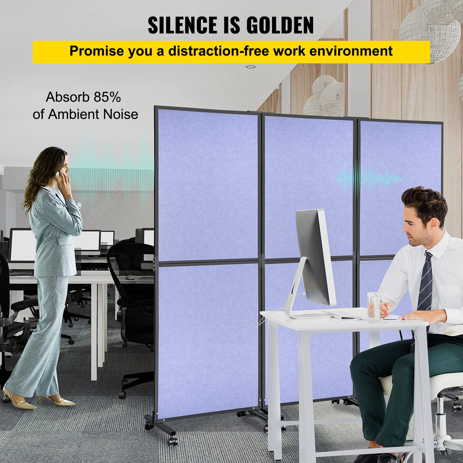 Buy VEVOR Acoustic Room Divider 72" x 66" Office Partition Panel 3 Pack