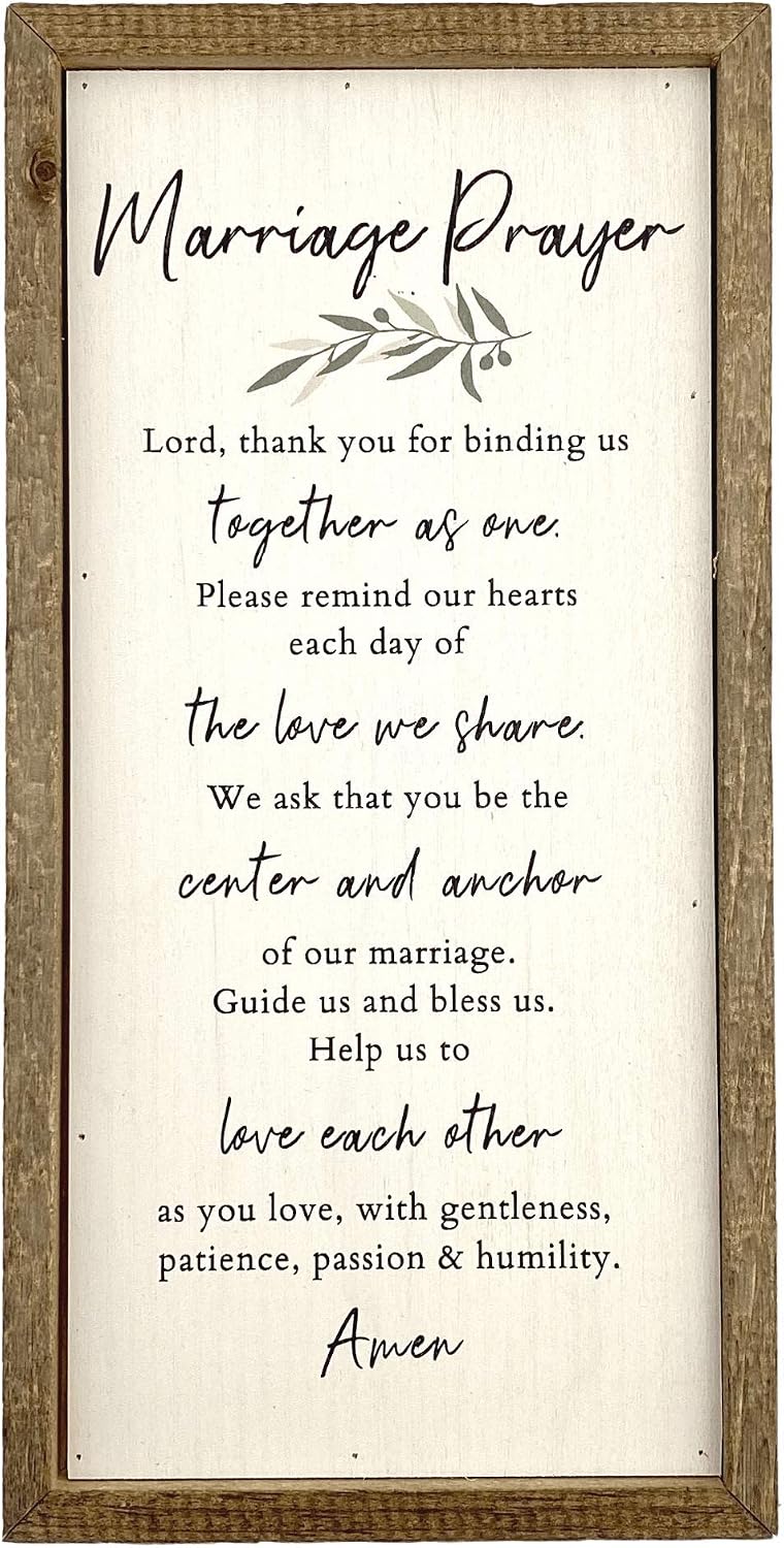 Marriage Prayer Wall Decor - Classy Wedding Gift or Gifts, Ideal Anniversary Bridal Shower Shelf Art,