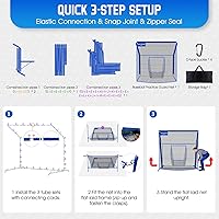 Vista 9 de Baseball Softball Net with Blocking System, 7x7ft/6x6ft Practice Cage for Batting/Pitching/Fielding, Metal Frame with Elevated Base and Storage Bag