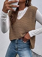 Vista 5 de Floerns Chaleco de punto vintage con cuello en V y dobladillo bajo en la espalda para mujer