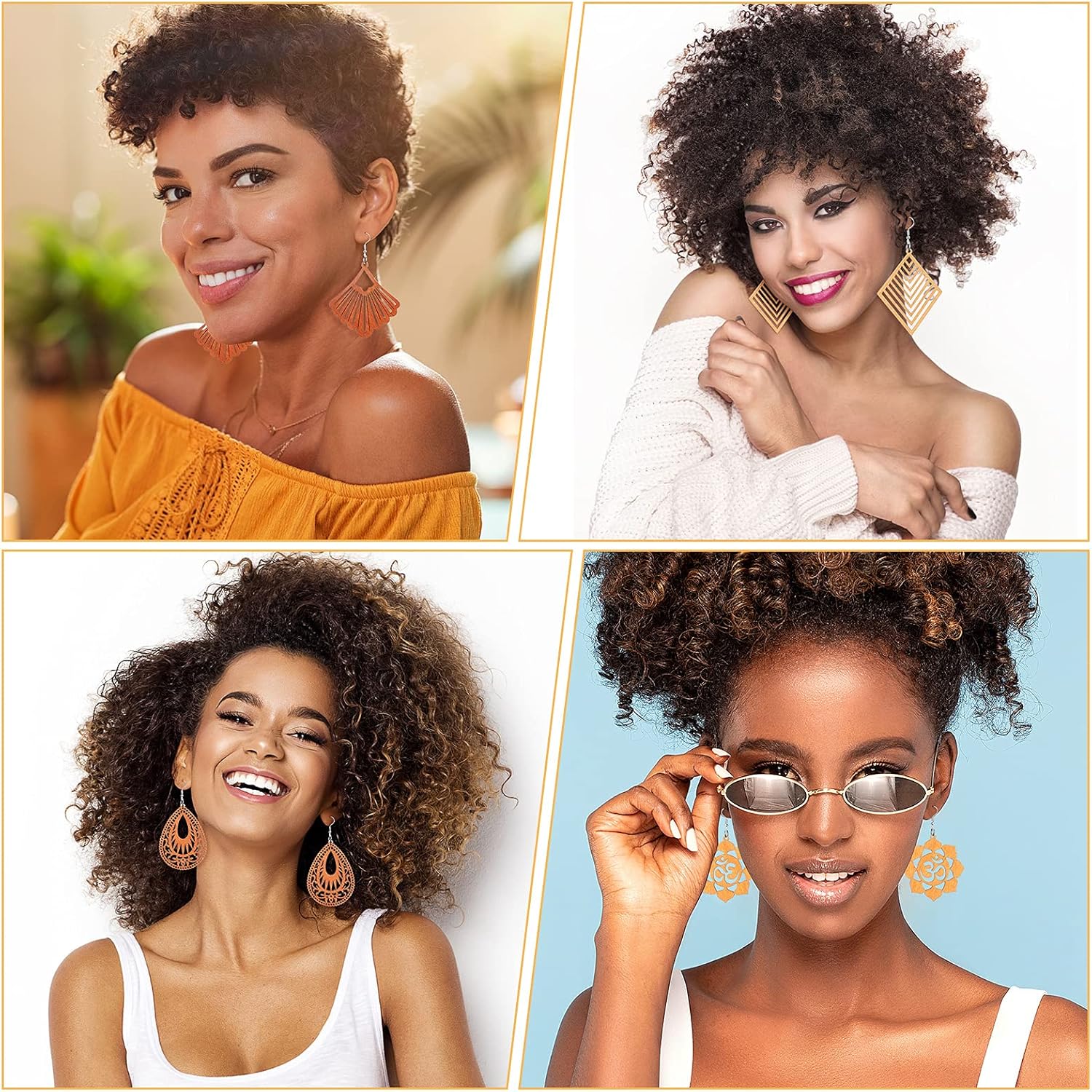 Hicarer 20 Pairs African Wooden Earrings for Women Boho Vintage Drop Earrings Bulk Lightweight Geometric Pendant Dangle Jewelry for Christmas Women Ladies Gifts - Image 4