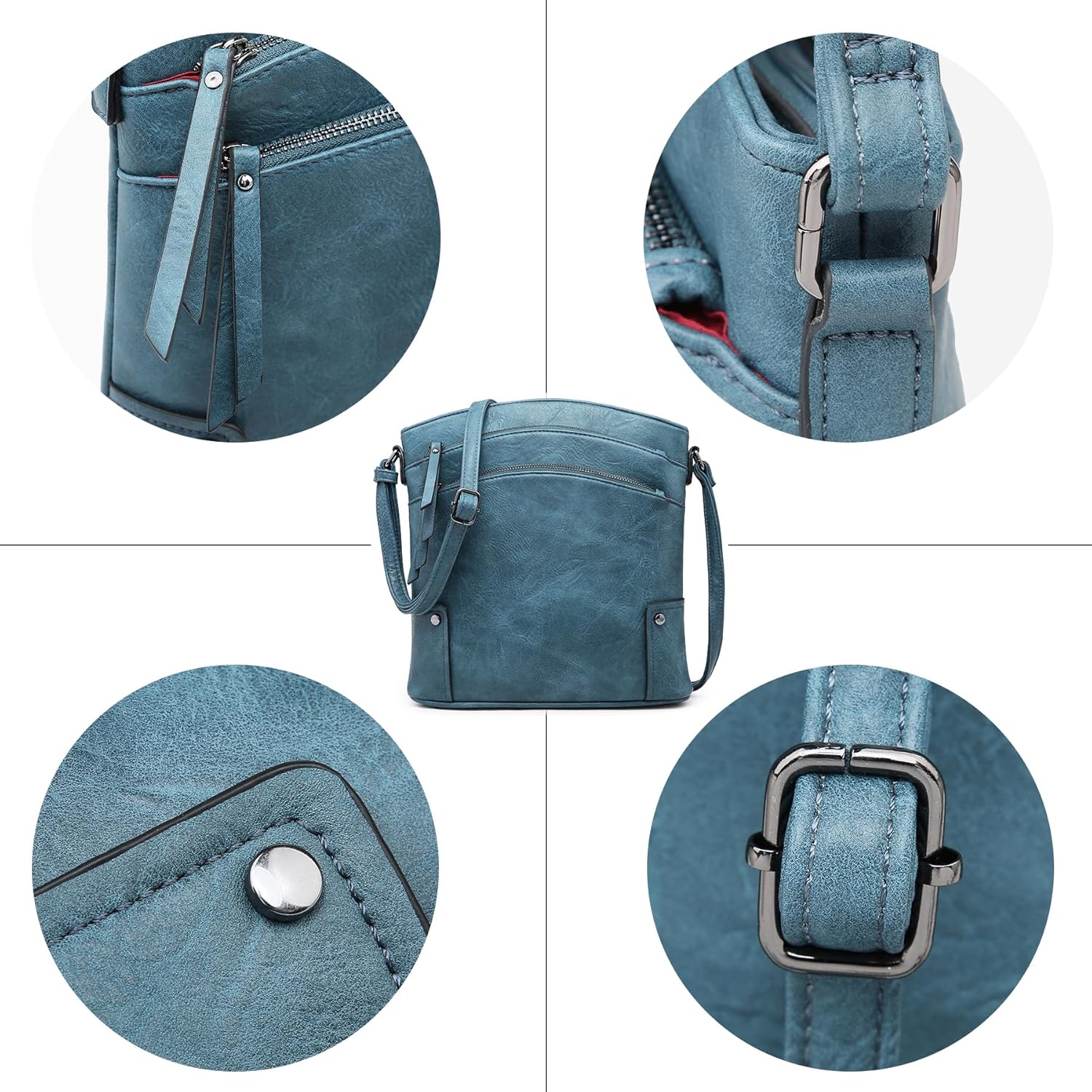 Crossbody Bags for Women Travel Vegan Leather Multi Zip Pockets Crossbody Shoulder Purses Trendy