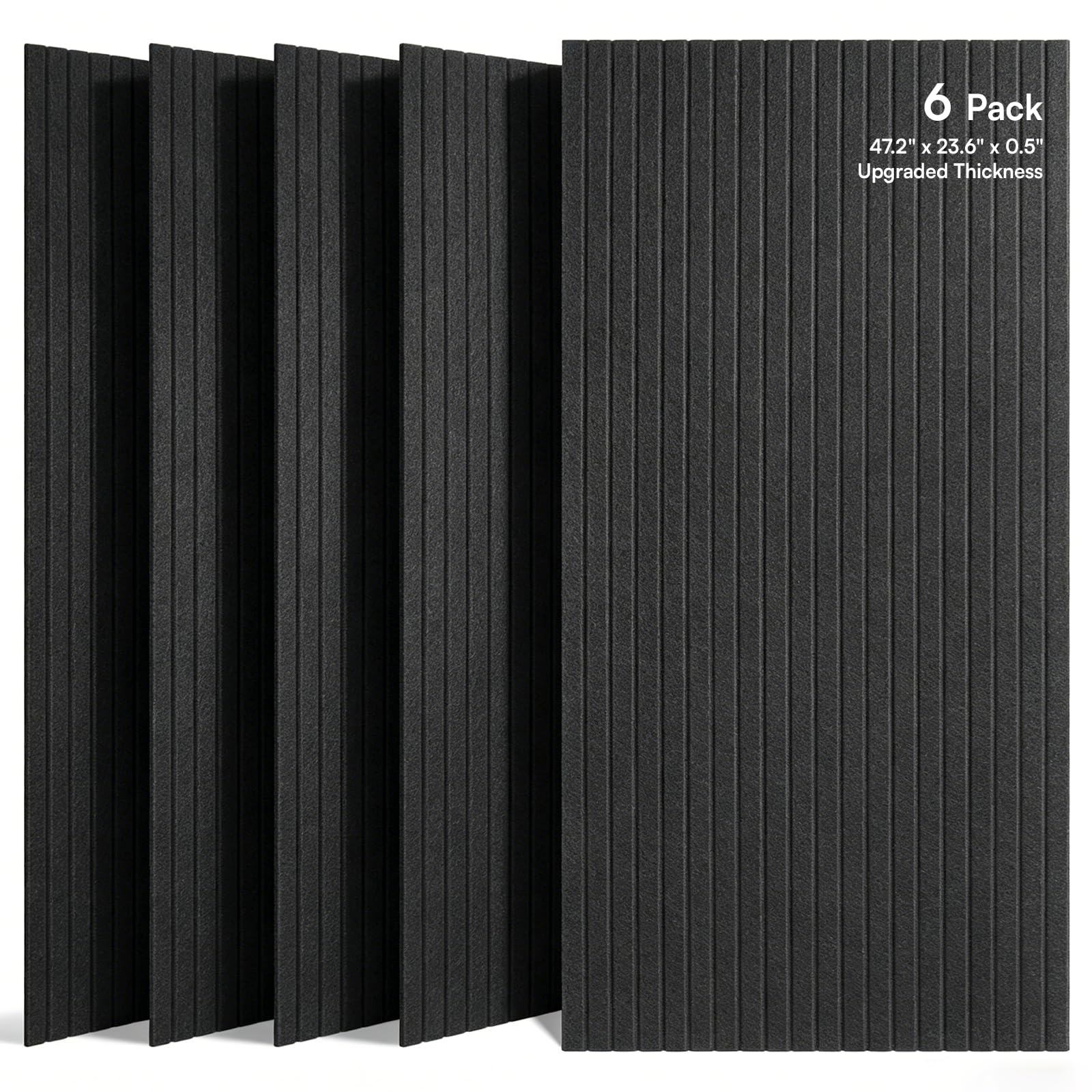 SODOCT 6 Pack Large Acoustic Panels, 47.2" X 23.6" X 0.5" Sound Proof Panels for Walls, High Density Sound Absorbing Panels for Home Studio &amp; Office, Black