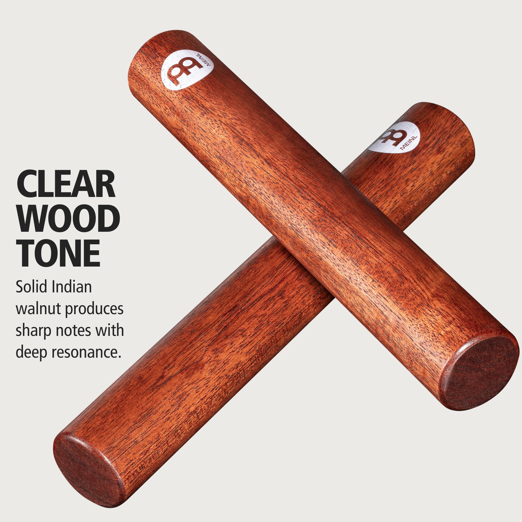 Meinl Percussion Claves Instrument CL4IW - 1 paio di conigli cilindrici in legno, strumento musicale, noce, naturale