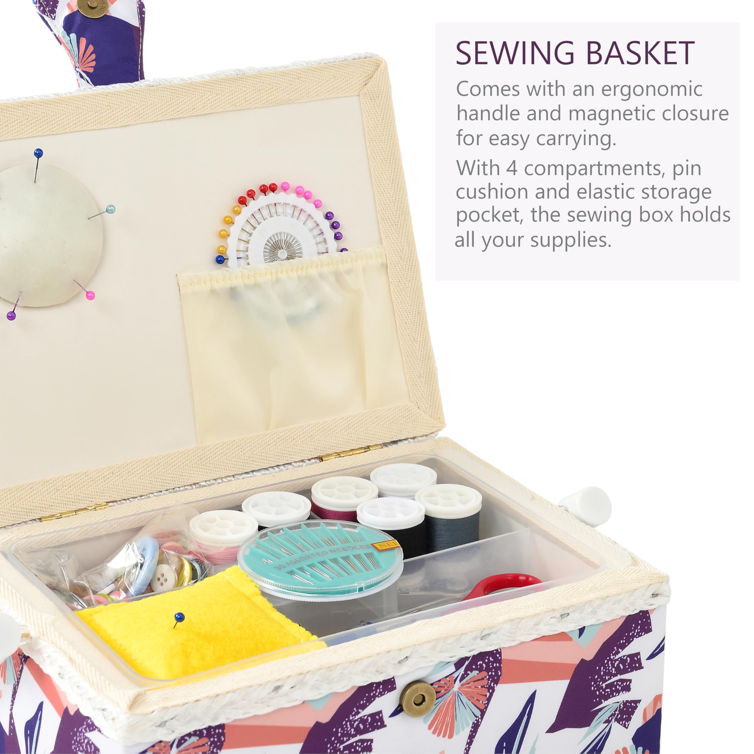 NOTIONSLAND Sewing Basket for Home, Medium-Sized Storage Box with Accessories, Gift for Christmas Thanksgiving - Image 3