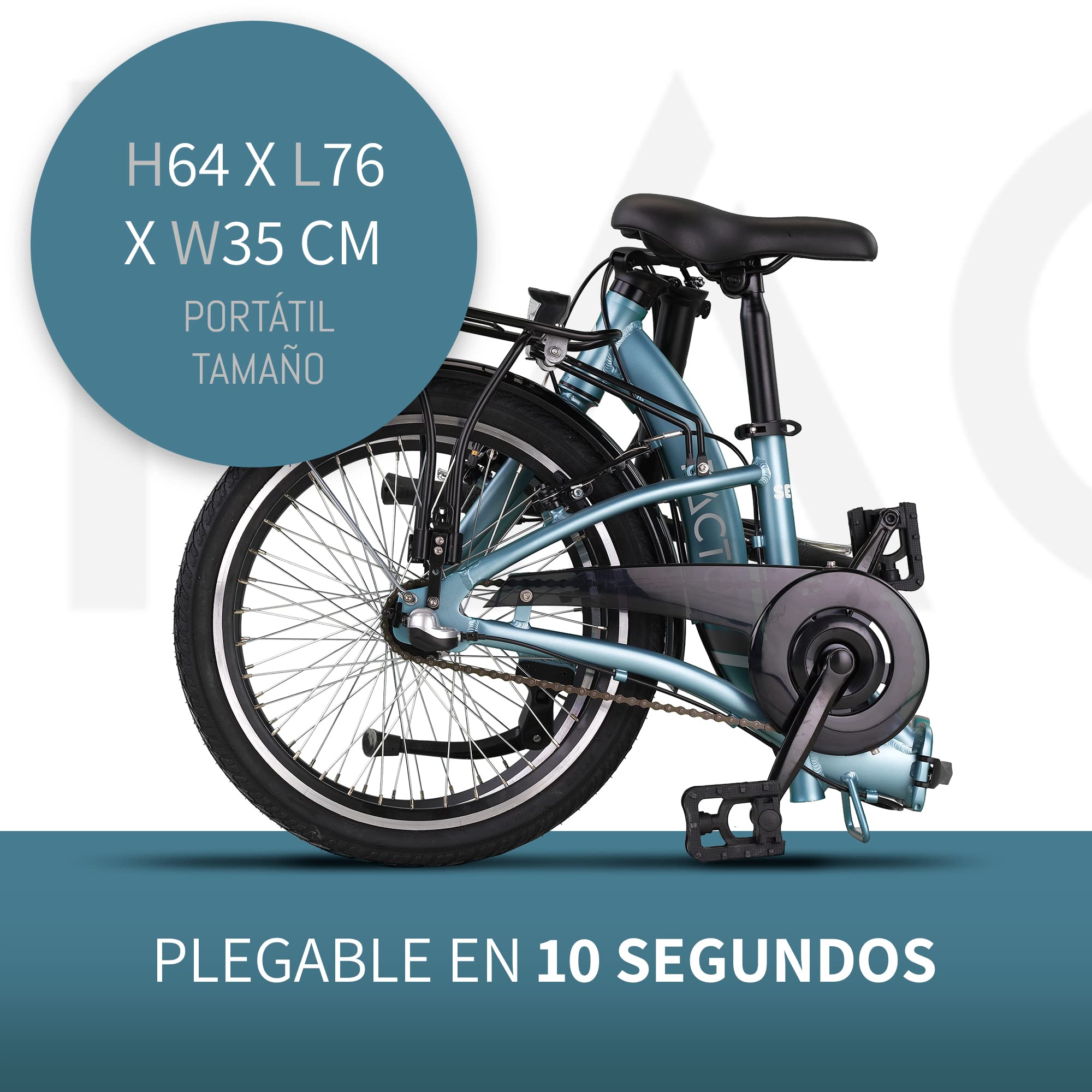 PACTO Seven Bicicleta Plegable - Bicicleta Holandesa - 27 cm Marco de Aluminio - 20 Pulgadas Llantas de Aluminio - 3 Engranajes Shimano Nexus - Frenos de Disco - Fácil de Plegar