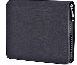 Asvine 12 Fountain Pen Case Black Organizer Bag - Premium Waterproof Canvas Pen Display Holder, Individual Slot Zippered Style Storage Case