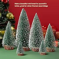 Vista 4 de Mini árboles de Navidad, decoración de Navidad artificial con 4 tamaños, botella de árbol de Navidad, cepillo, árboles, decoración de mesa de 6