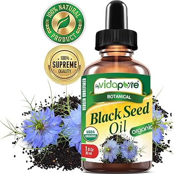 Organic BLACK SEED OIL Certified Organic 100% Natural Pure VIRGIN UNREFINED Undiluted Cold Pressed Carrier Oil 1 Fl.oz.- 30 ml. For Face, Skin, Hair, Lip Care
