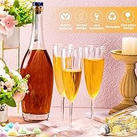 Vista 3 de 48 copas de champán de plástico de 6 onzas, vasos de champán de plástico desechables duros, copas de vino de boda, copas de mimosa para beber