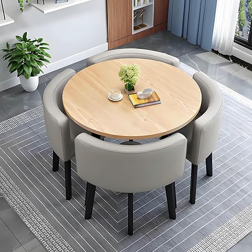 Miniatura 13 de YVYKFZD Mesa de club de sala de recepción de oficina, mesa de conferencias redonda, mesas y sillas de sala de conferencias, juego de mesa de comedor