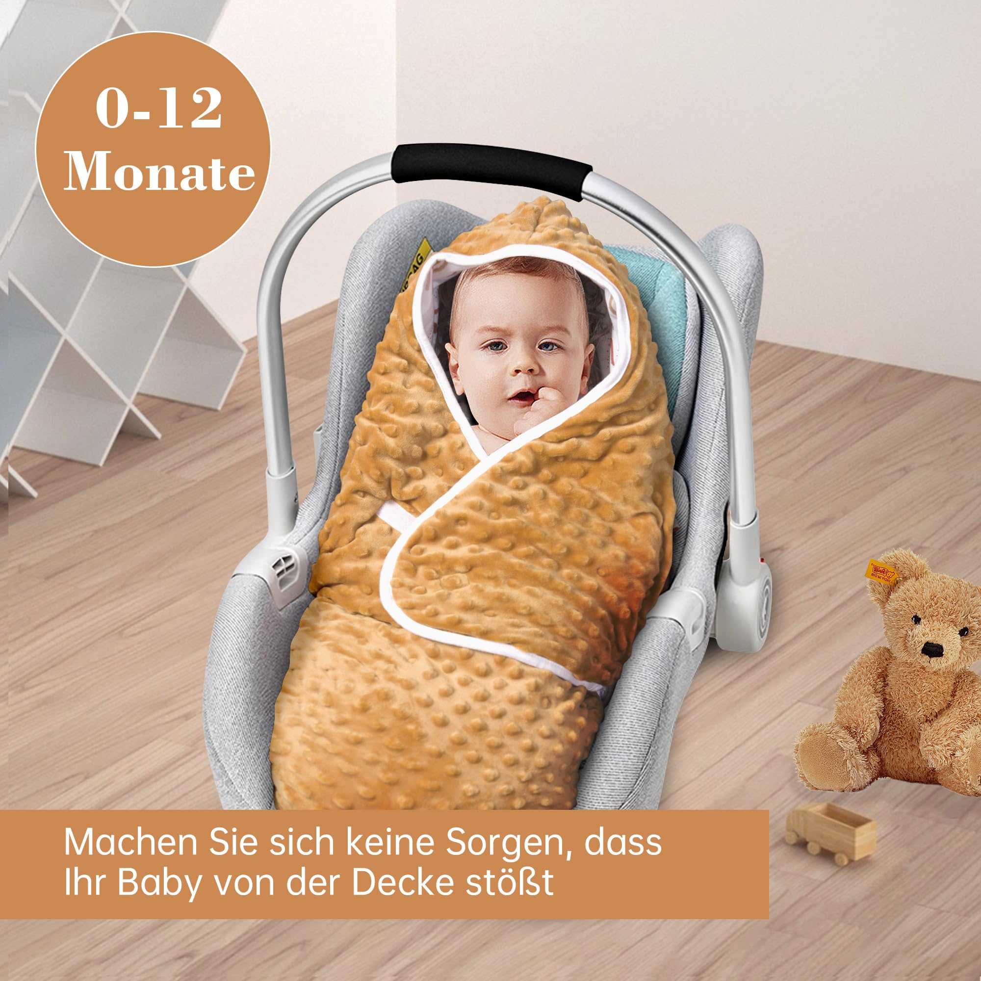 amo nenes Coperta per ovetto invernale passeggino, nanna universale, in cotone, per passeggini, seggiolino auto cintura a 3 punti, 0-12 mesi