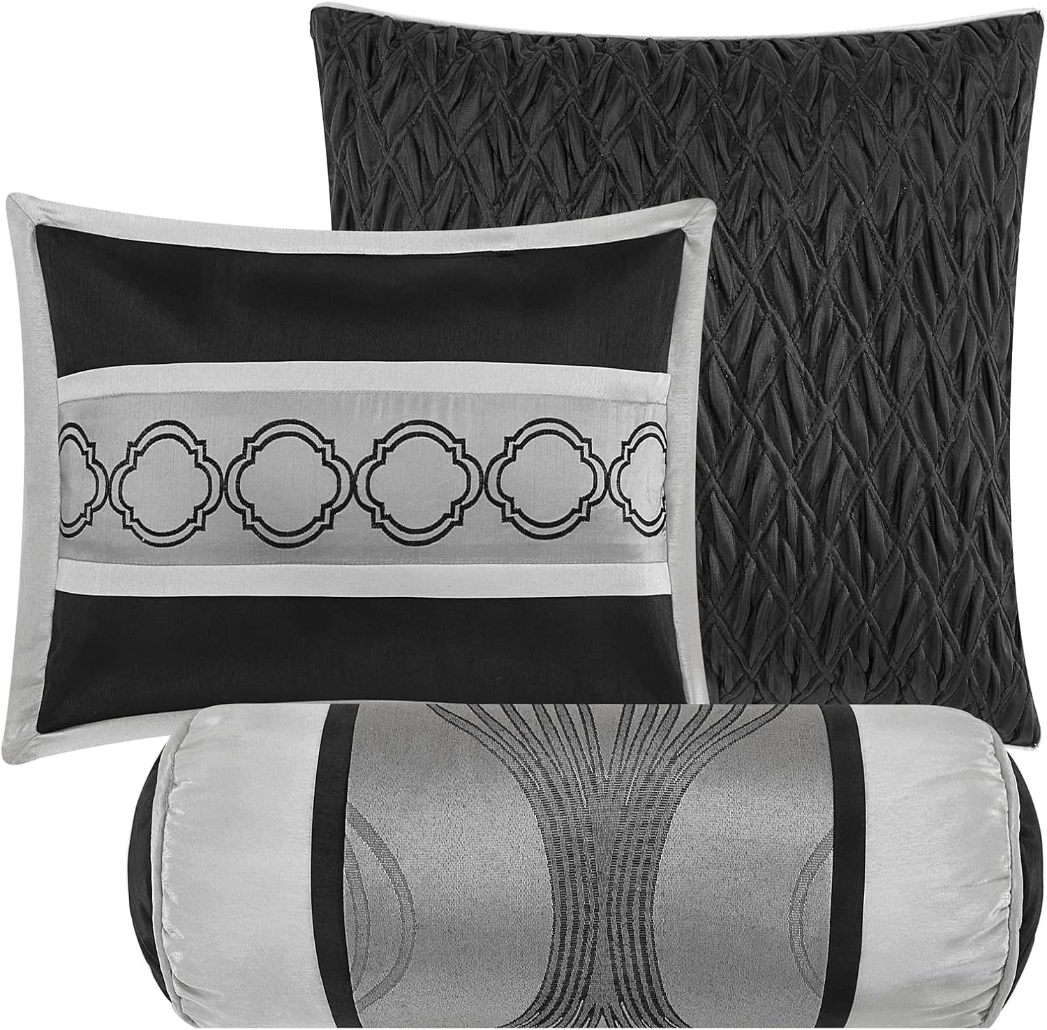 Stratford Park Edward 7-Piece Bedding Comforter Set, Black Silver, King