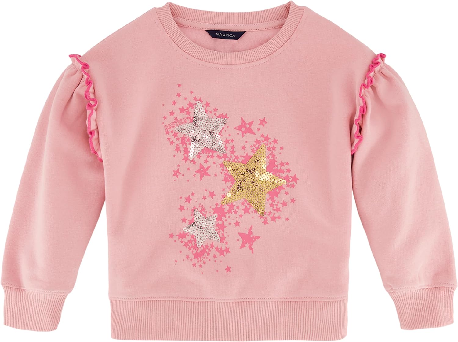 Nautica Girls' Fleece Popover Crewneck Sweatshirt