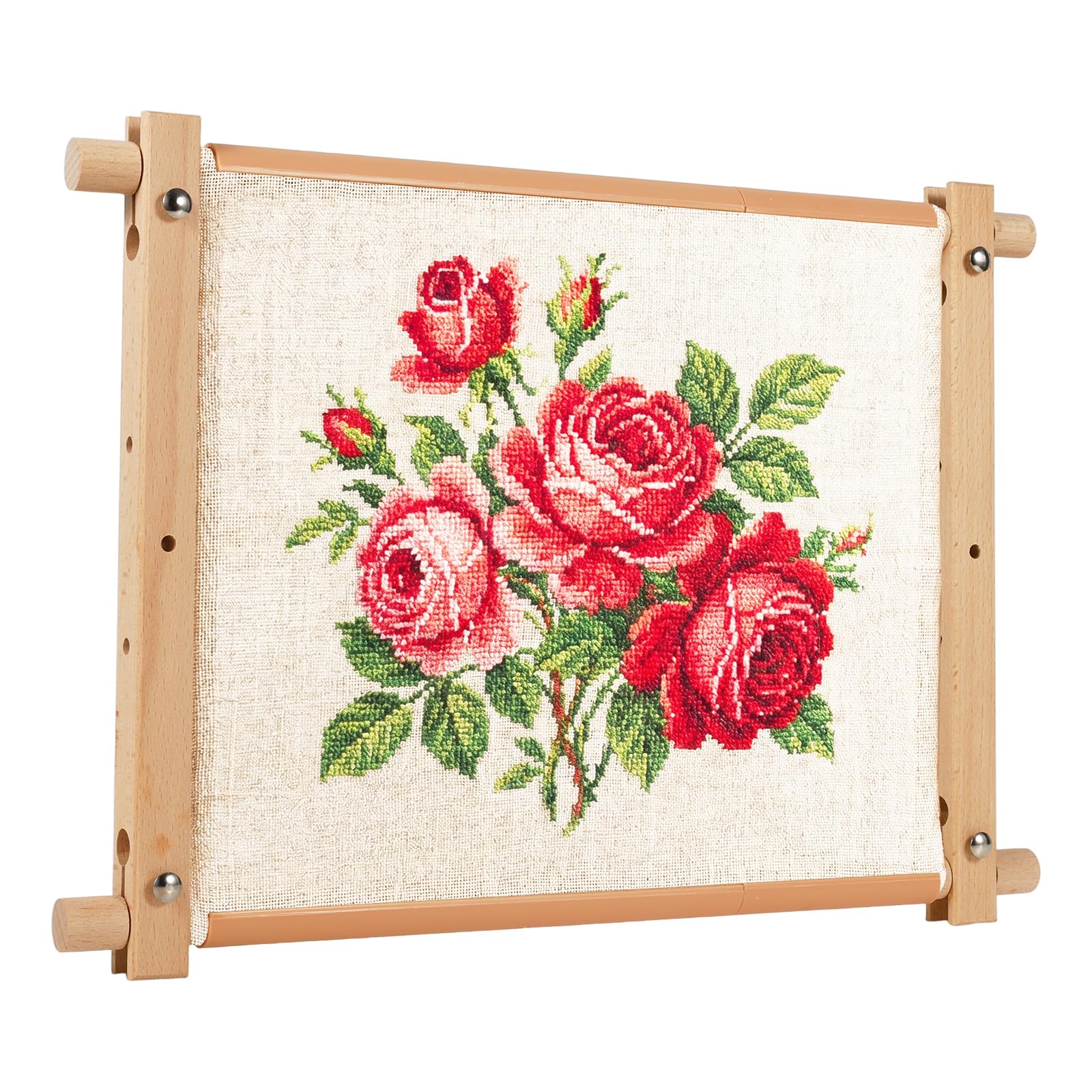 Wood Needlepoint Embroidery Scroll Frame, Detachable Cross Stitch Holder, Scroll Stitching Holder, Tapestry Stitching Rack,Portable Sewing Frame Quilting Hoop Stand for Home Classroom Craft Use