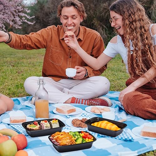 Miniatura 7 de Recipientes de preparación de comidas de 24 oz, 100 piezas (paquete de 50) reutilizables con tapas, resistentes, a prueba de fugas y seguros para