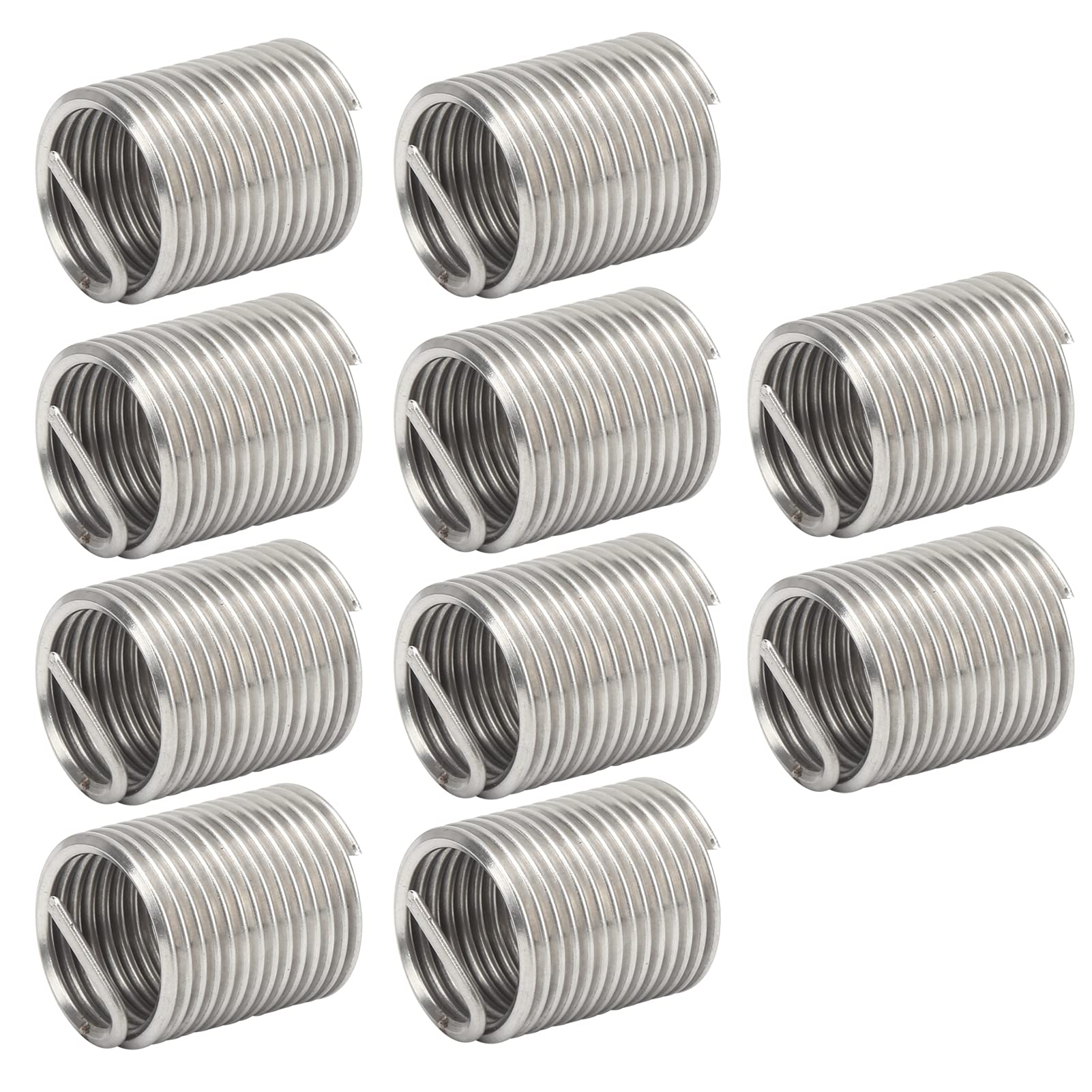 Respicefinem 10Pcs Thread Repair Inserts Steel Wire Protection Sleeve Hardware Fastener M18 x 2.0 x 2D High Strength and High Precision Standard Female Threads Convenient for