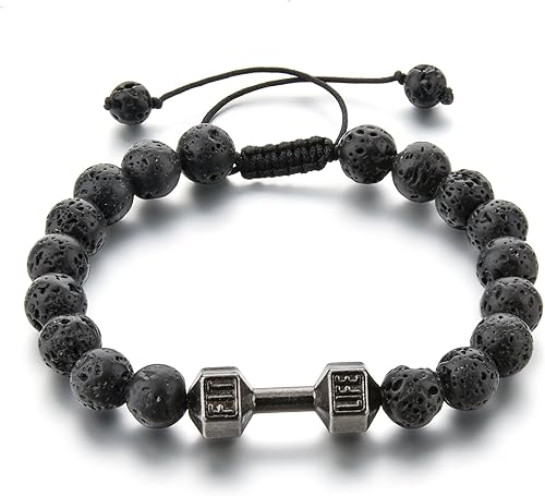 Miniatura 1 de Manhattan Edge Pulsera ajustable con cuentas de roca de lava, difusor de aceite esencial para hombres, aromaterapia, ideal para anti-estrés o