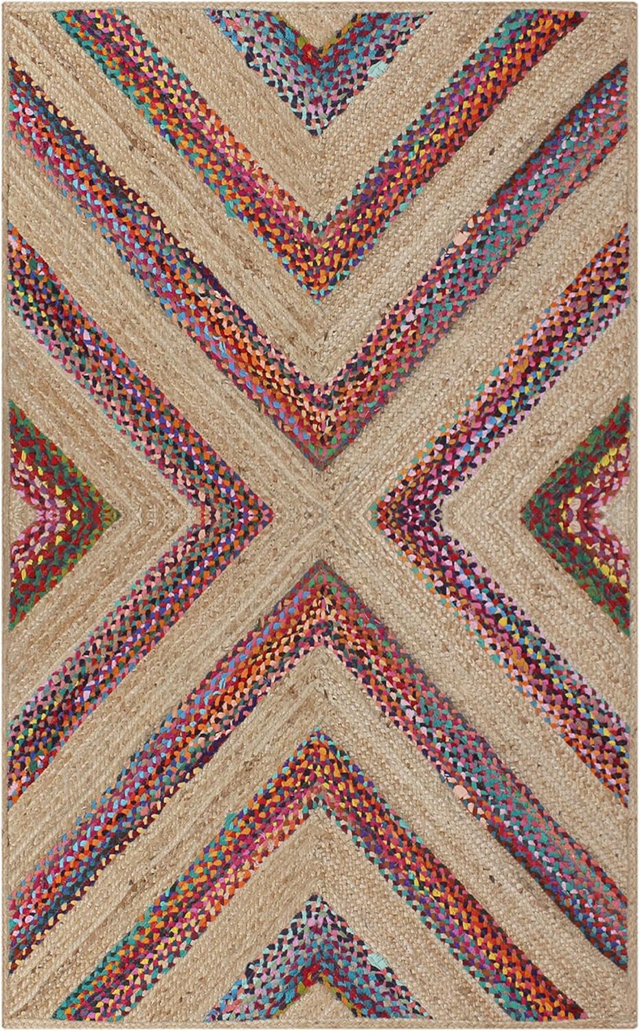 Tapis tressé à la main multicolore idéal pour habiller l'entrée