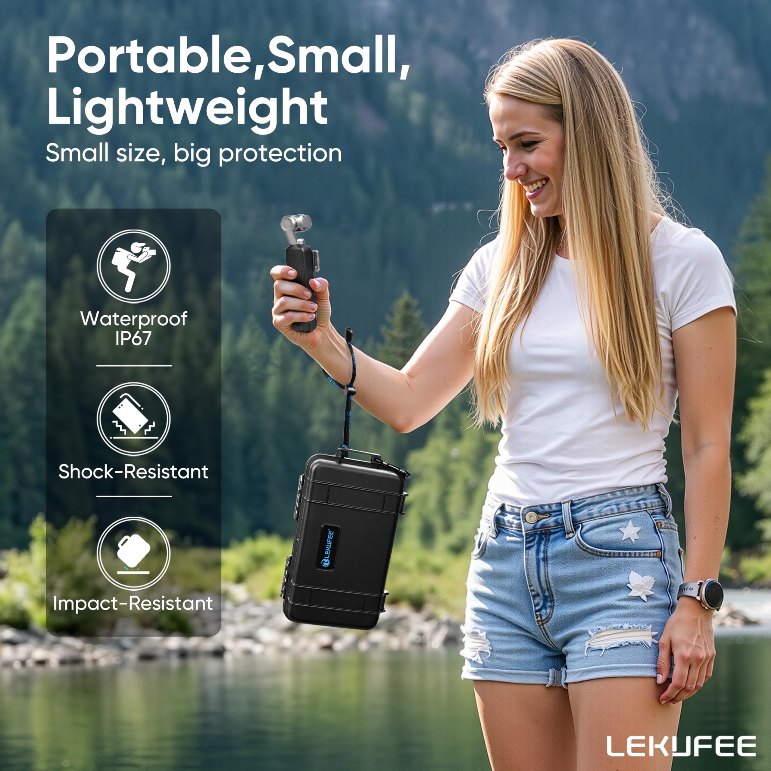 Lekufee Custodia rigida portatile impermeabile per videocamera digitale Xtra Muse e accessori, custodia protettiva antiurto per il trasporto, nera (solo custodia)