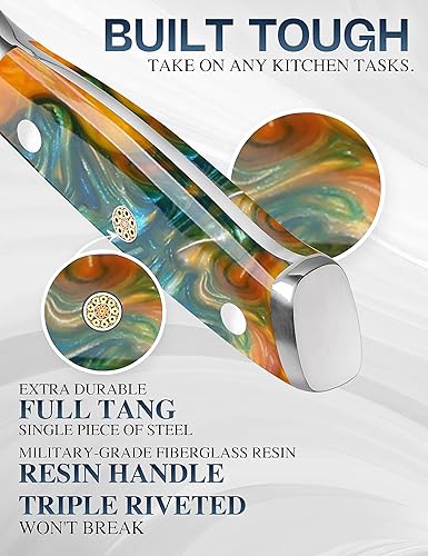 Miniatura 4 de WILDMOK Cuchillo deshuesador, cuchillo de filete de damasco de 7 pulgadas, cuchillo japonés de acero de damasco, cuchillo de filete forjado a mano