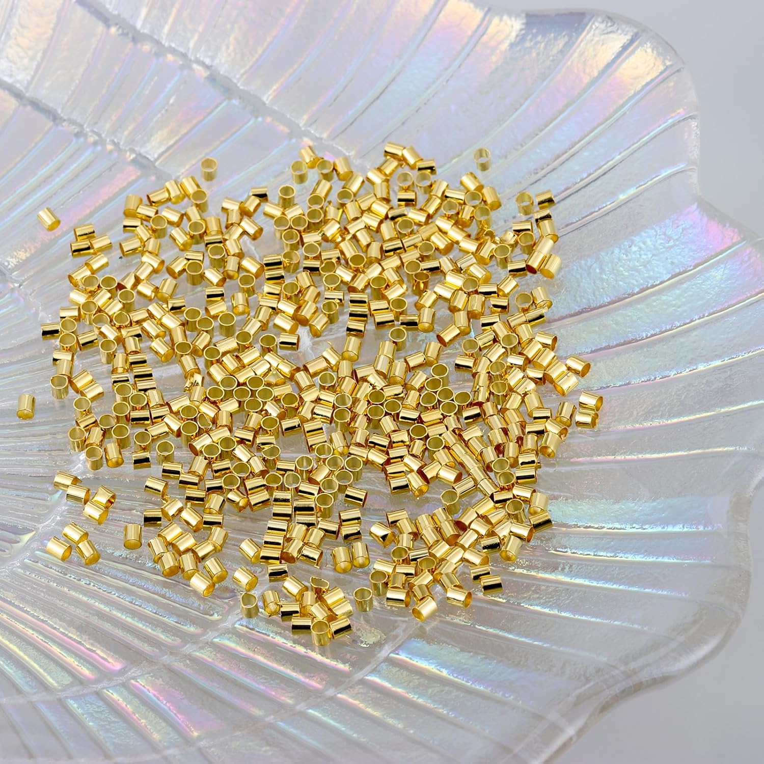 500 Pcs Crimp Beads for Jewelry Making - 18K Gold Plated Brass 2x2 mm Crimping Beads, Column Stoppers to Secure The Ends of Strings, Crimping Tube Accessories - Image 6