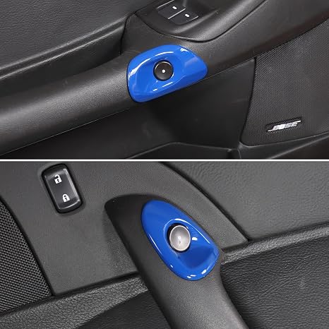 Car Door Switch Cover Trim Compatible with Chevy Corvette C6 2005-2013, Interior Door Release Bezel Switch Button Trim Accessories (Blue)