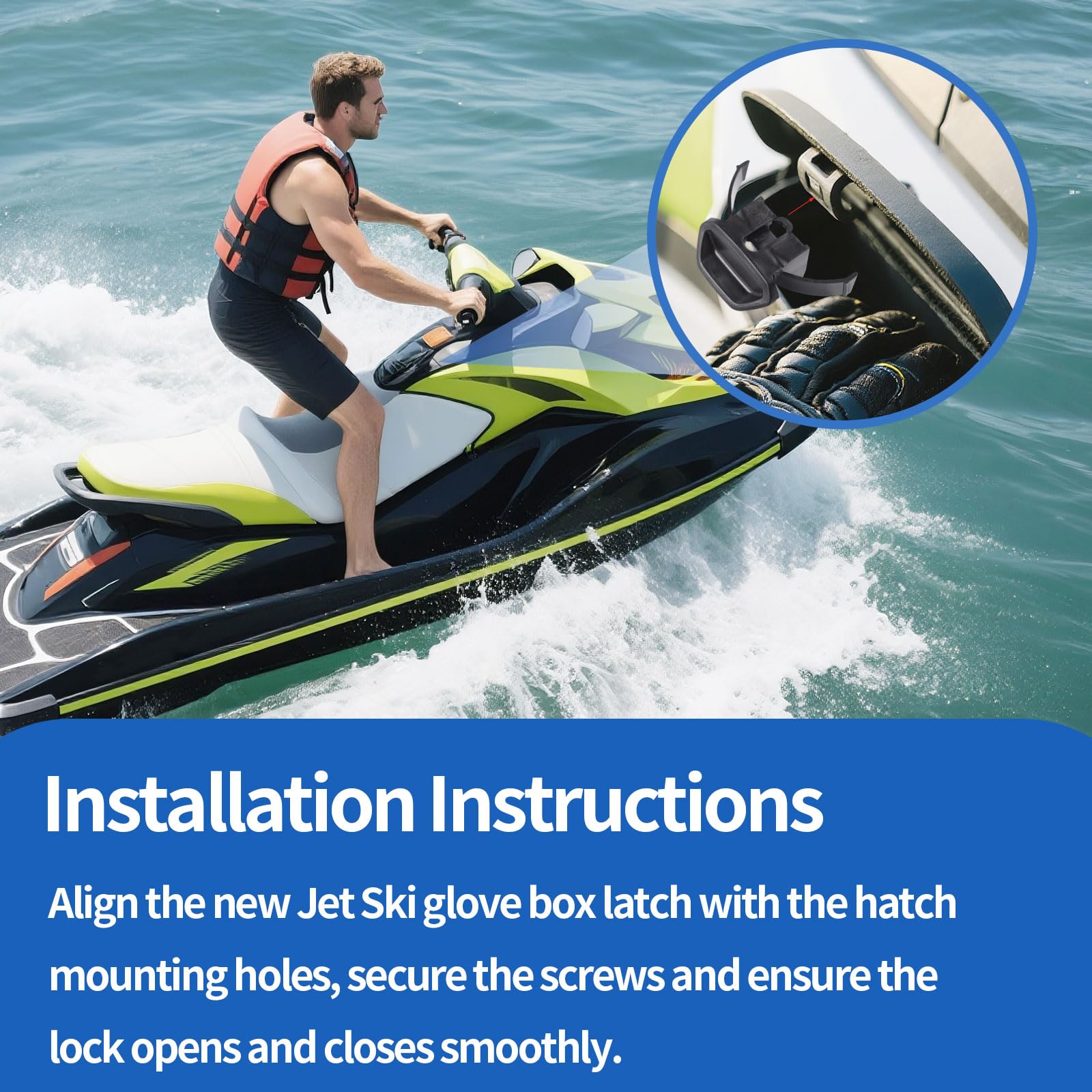 Pestillo para guantera de moto acuática 264000133, repuesto duradero, compatible con Sea Doo New GTX RXT Wake Pro Fish Pro 2018-2021
