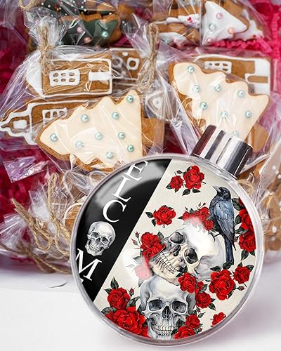 Miniatura 5 de Esferas de Navidad para árbol de Navidad, decoraciones de Navidad inastillables de Halloween, calavera de bienvenida, rosas rojas, bola colgante