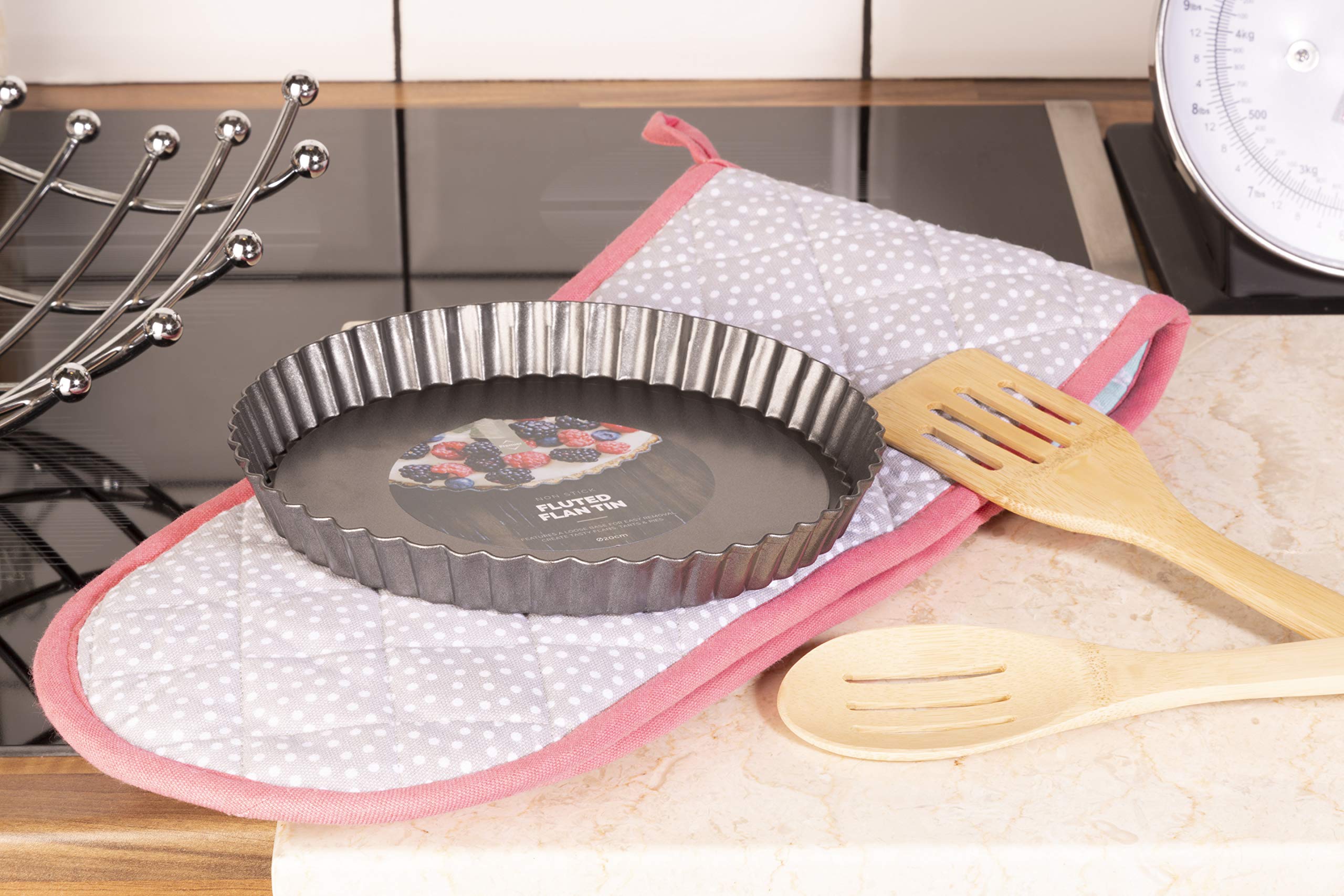 Premier Housewares Fluted Flan Tin, 20 cm, Grey