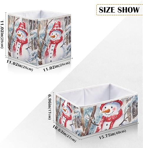 Miniatura 2 de Emelivor Winter Christmas Snowman Cube Storage Bin Fabric Storage Cubes Foldable Storage Box Large Closet Organizers Baskets Containers for Shelves