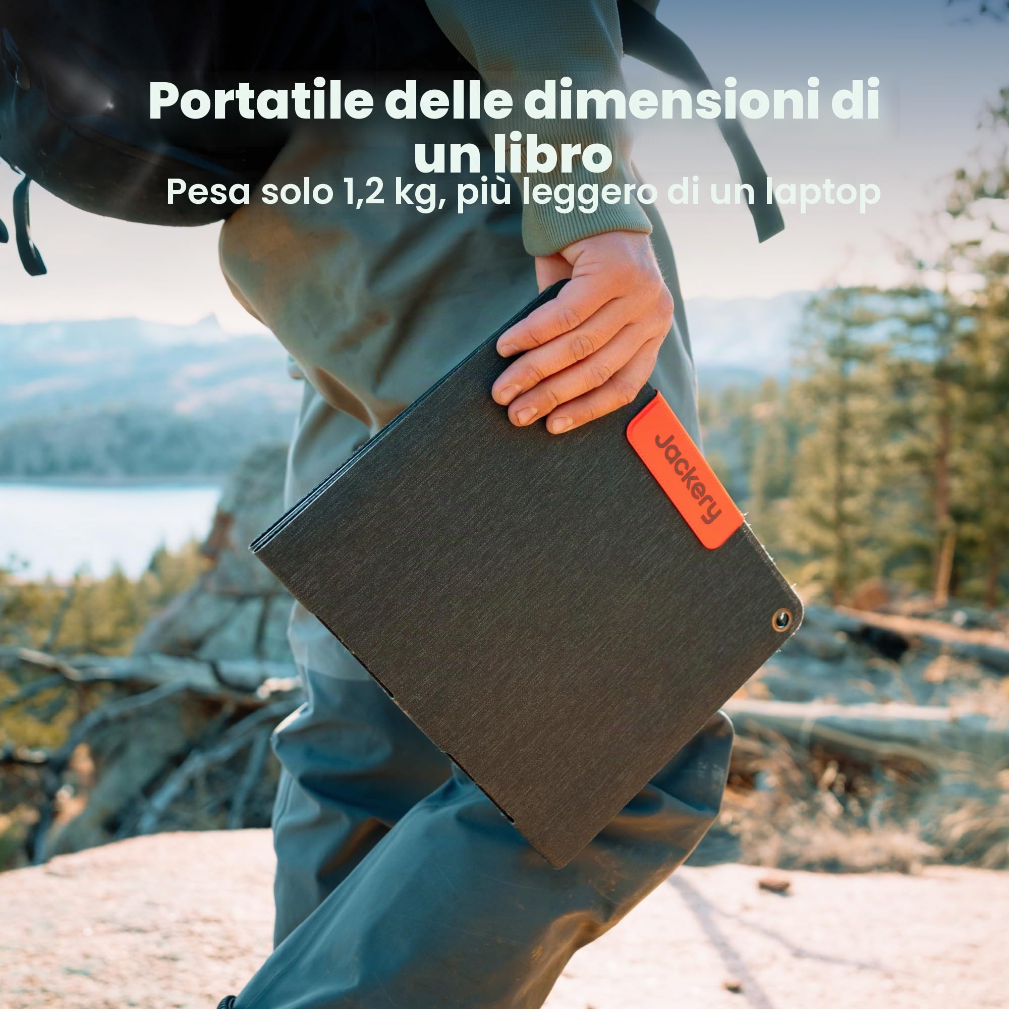 Jackery Pannello solare portatile da 40 W, con porte USB-C e USB-A | Caricabatterie solare pieghevole a forma di libro, compatibile con Jackery 100Plus/240 v2, IP68 impermeabile