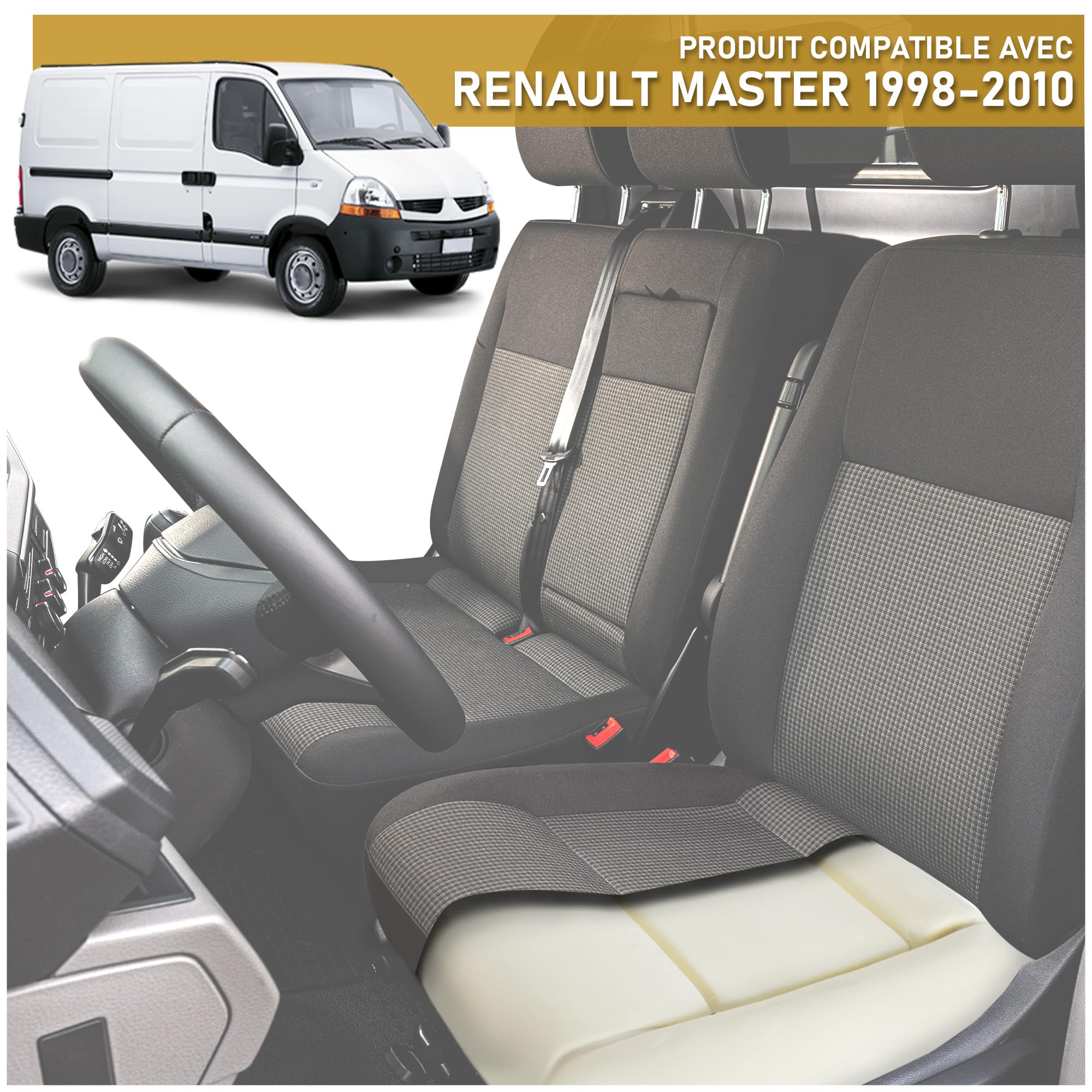 CHROMEMASTER - Compatible avec Renault Master 1998-2010 | Mousse pour Le Siège Auto, Mousse de Siège pour l'assise ; Remplacez Le Siège et Profitez de Votre Nouveau Siège Auto Confortable