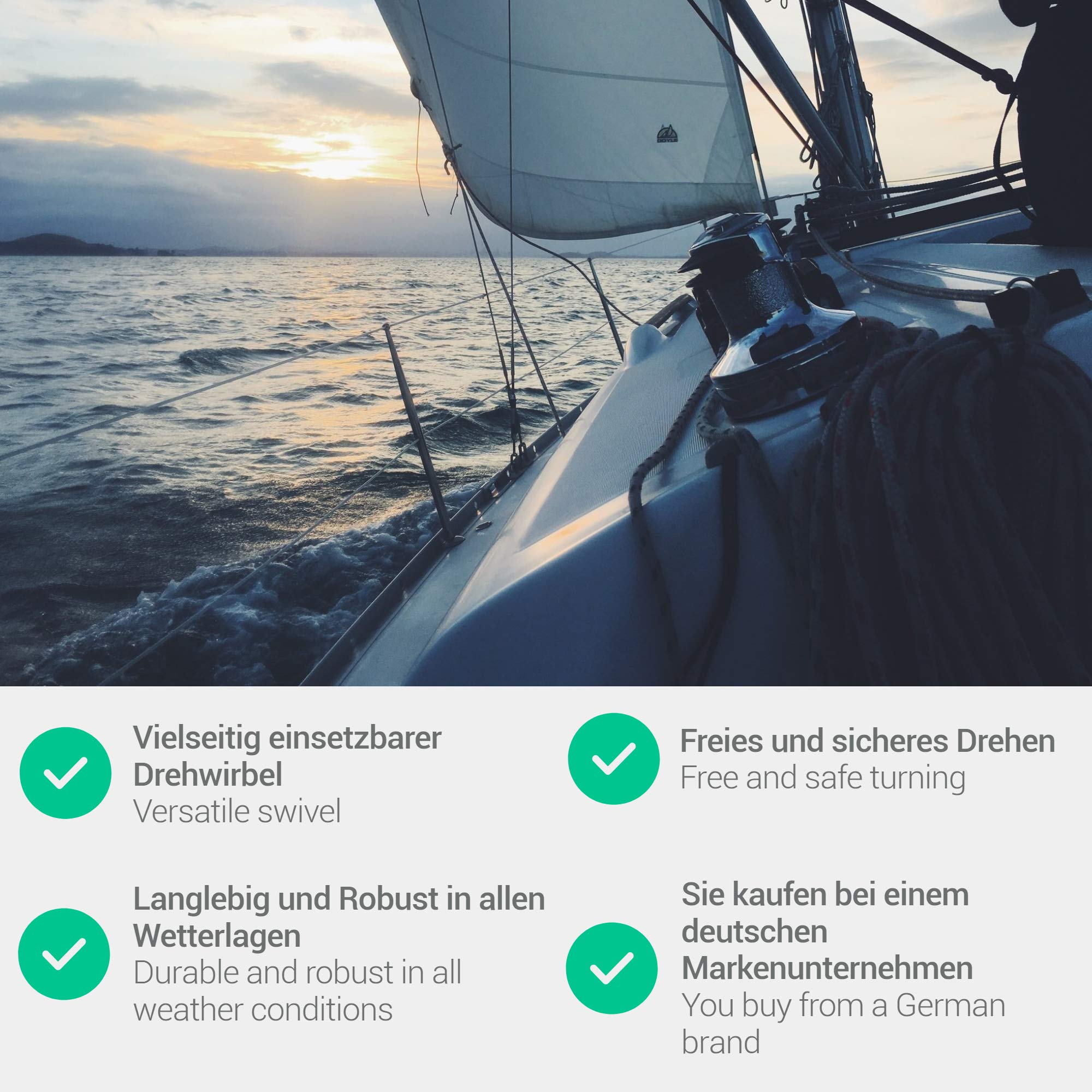 AMANKA Émerillon En Acier Inox 10x125mm 2 Anneaux Pivotants En Métal Inoxydable Pour Accrocher