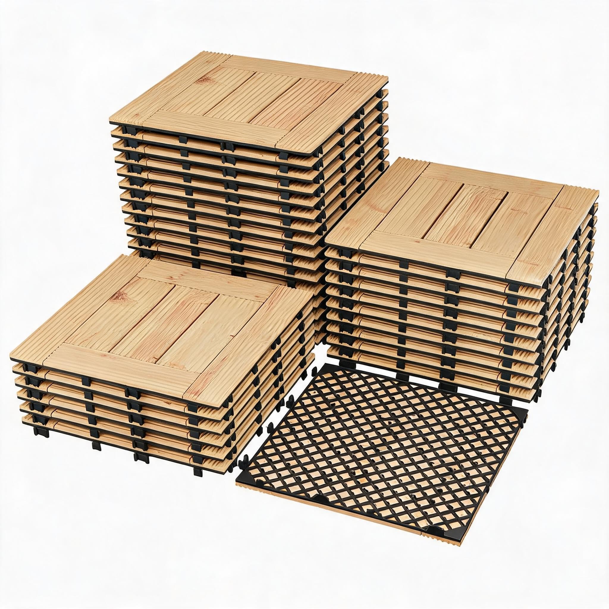GarveeHome 22 Dalles Clipsables Acacia, Carrelage Bois Terrasse 30x30 cm