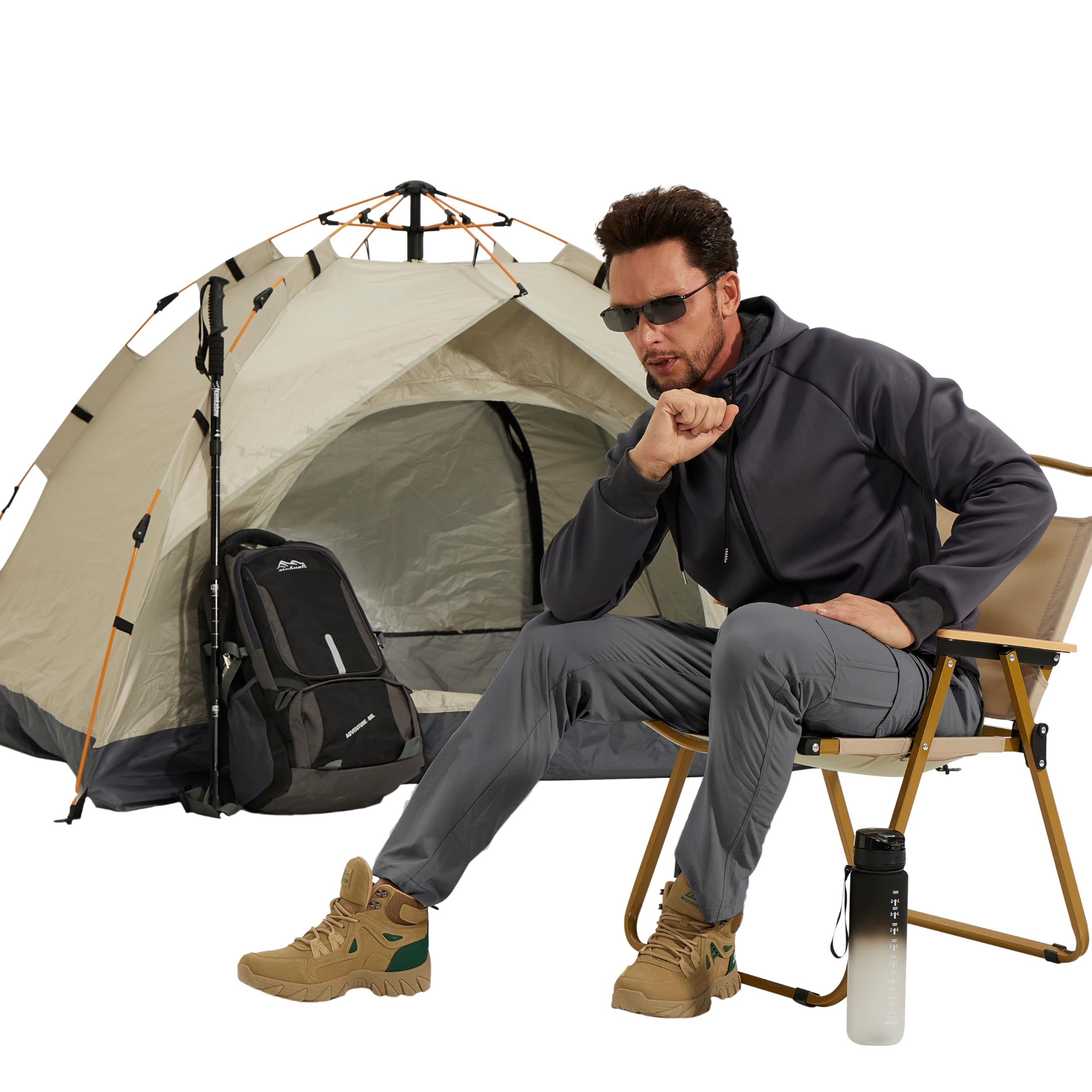 NATUVENIX Pantalones de senderismo para hombre con cremallera off, pantalones de trekking para hombre, ligeros, cargo de verano, pantalones de trabajo para hombre, elásticos