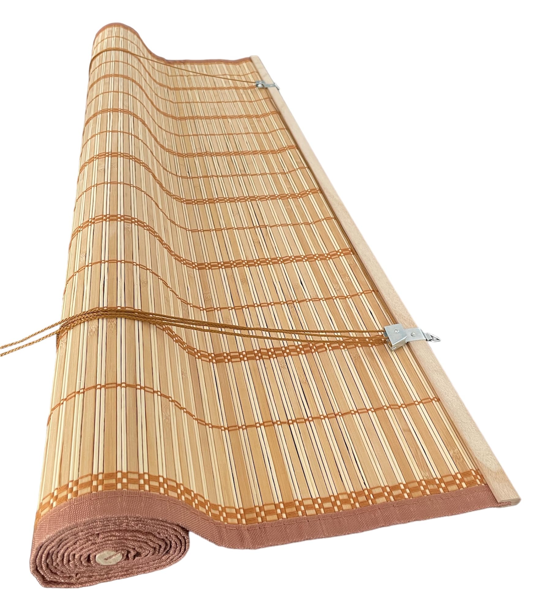 Tapparella a rullo in Listelli di Bambù Midollino con arrotolamento a carrucola (Marrone Chiaro, 200x300H cm)