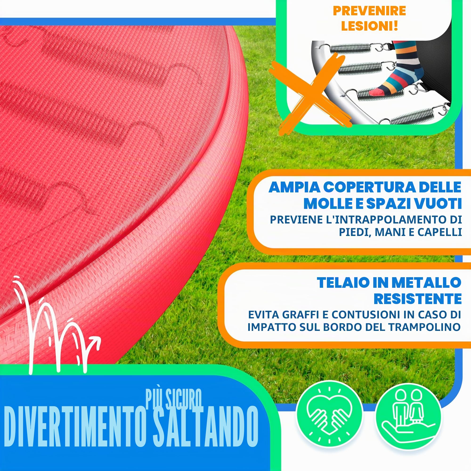 KESSER® Copertura per bordo del trampolino elastico, diametro 244, 305, 366, 427 cm e 30 cm di larghezza, resistente ai raggi UV e antistrappo, protezione per bordi per trampolino da giardino