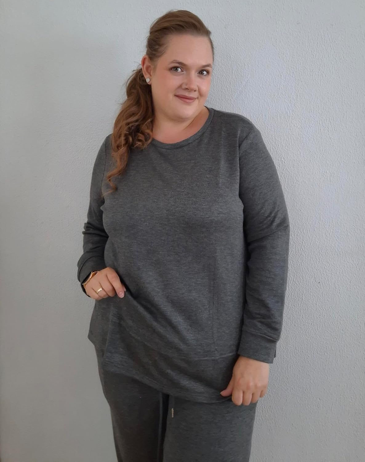 COOTRY Plus Size 2 Piece Lounge Sets Women Side Slit Travel Outfits Fashion Wide Leg Tracksuit Cozy Sweatsuits XL-5XL - Image 2