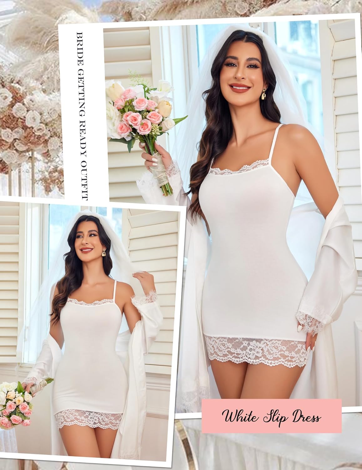 Avidlove Nightgowns for Women Sexy Lace Trim Mini Slip Dress Modal Sleepwear Babydoll Lingerie Nightdress - Image 3